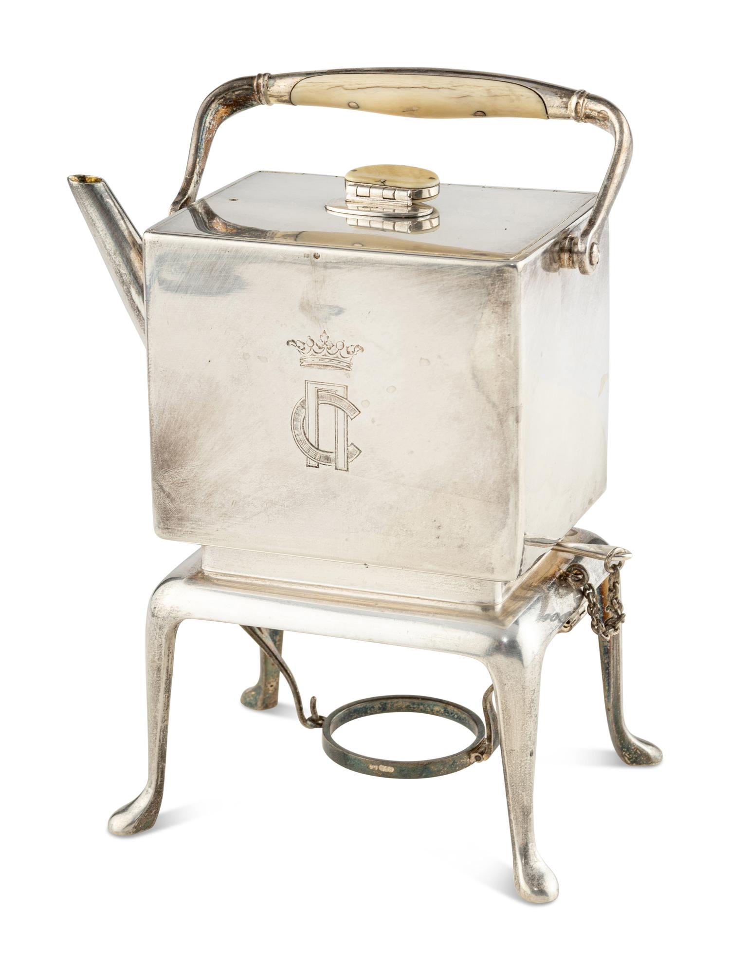 A Russian Silver Teapot on Stand