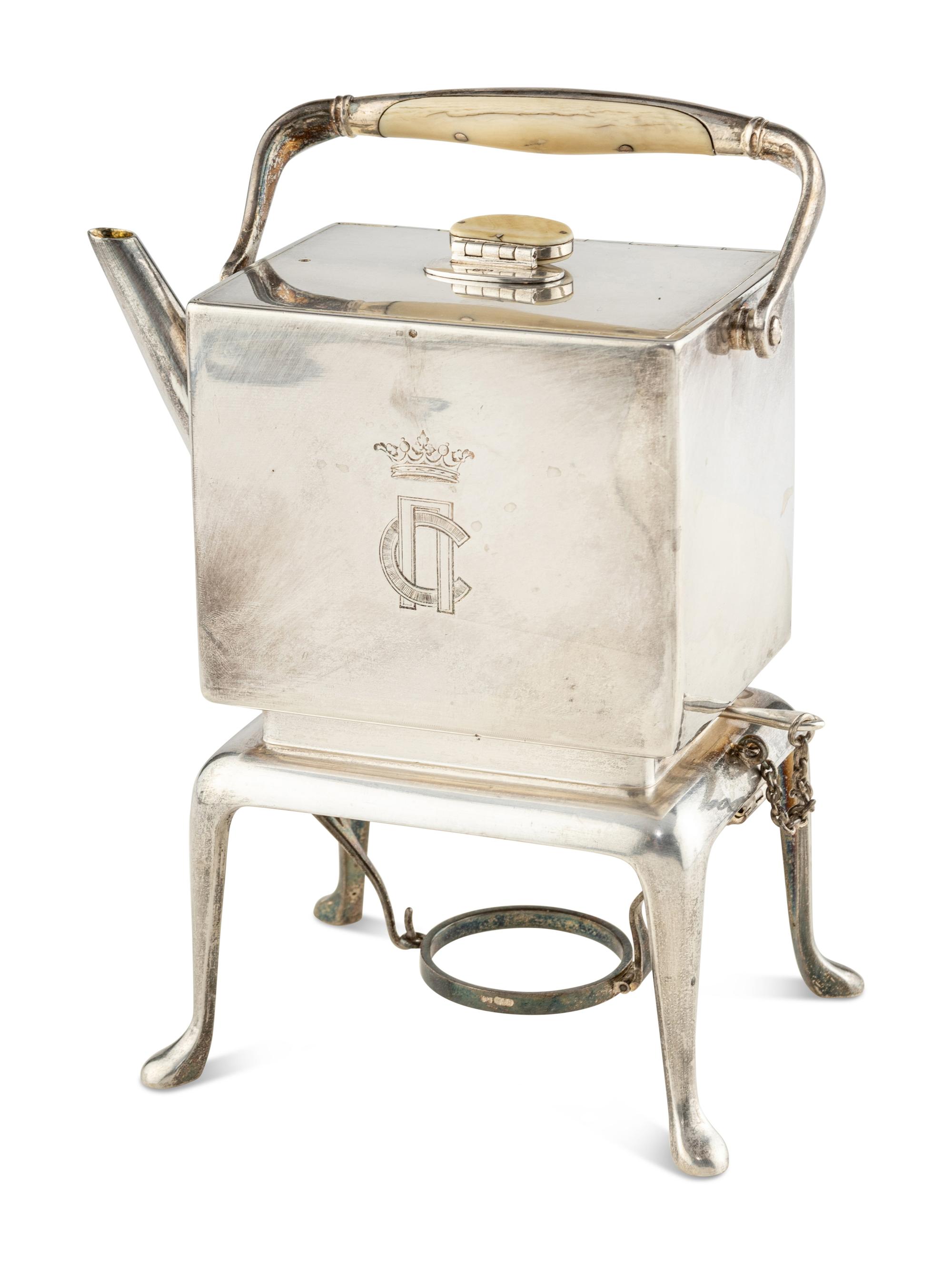 A Russian Silver Teapot on Stand