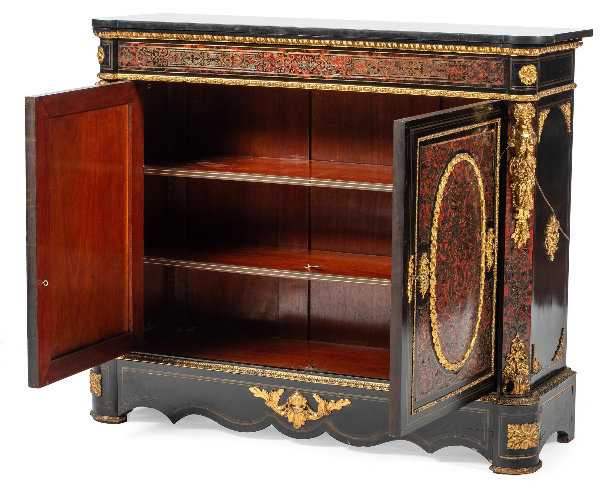 A Napoleon III Boulle Marquetry Marble-Top Meuble d'Appui