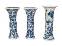 A Group of Chinese Blue and White Porcelain Vases