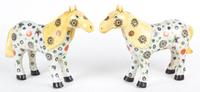 A Pair of Chinese Painted Ceramic Figures of Horses Height 10 inches.
