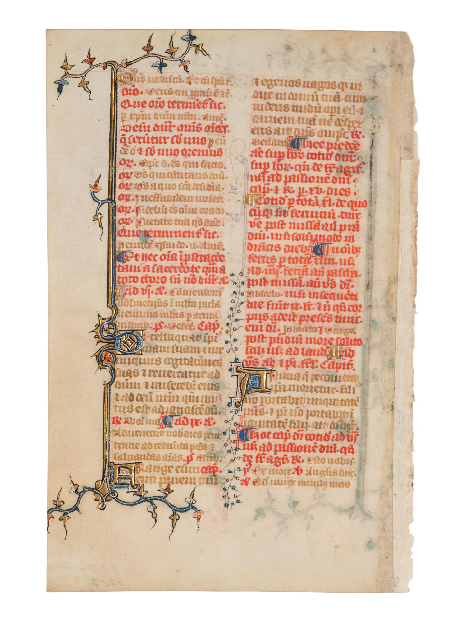 ENGLISH ILLUMINATOR A leaf from an English Breviary, in Latin, illuminated manuscript on parchment [England, c. 1340-1360]