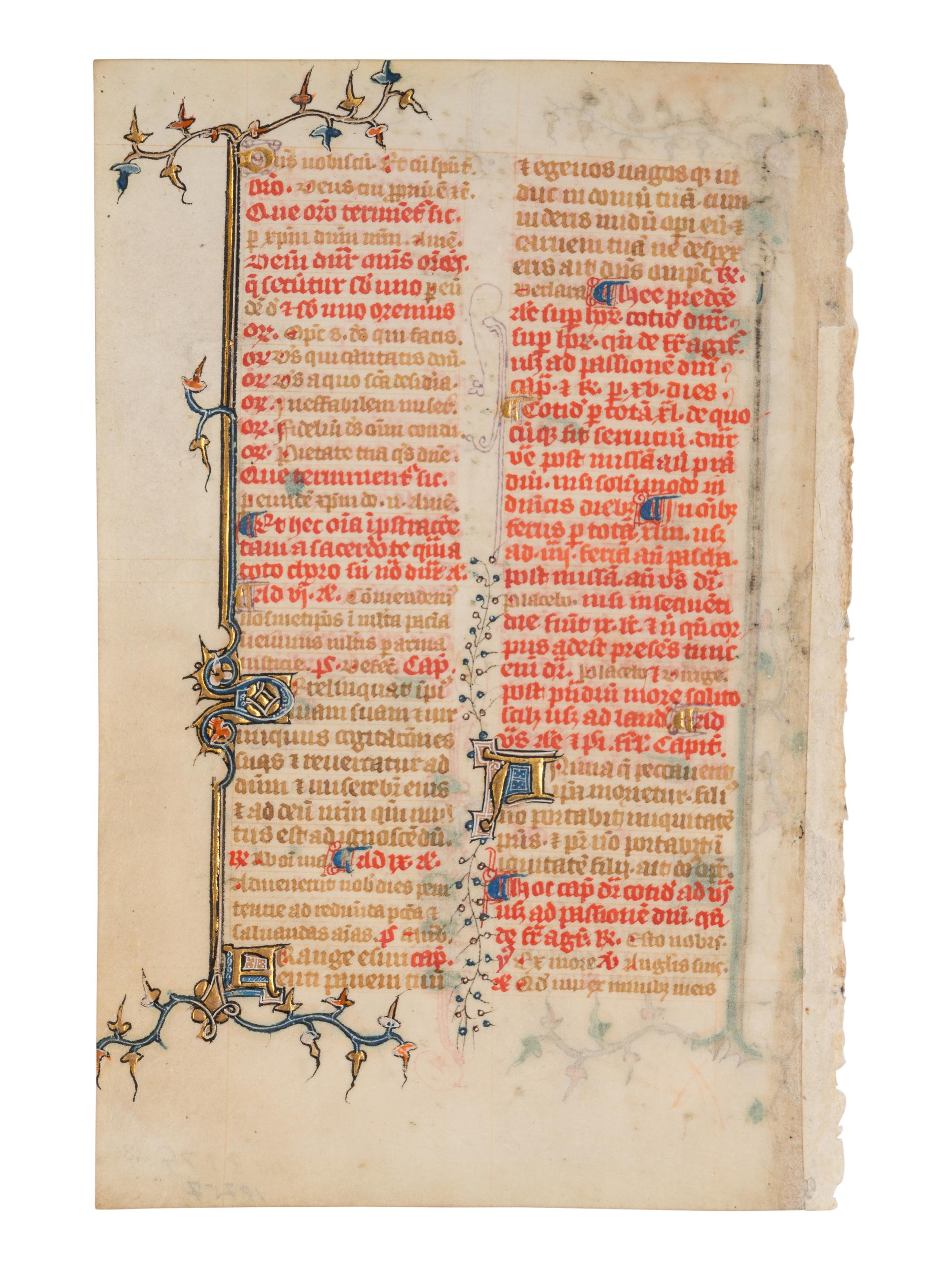 ENGLISH ILLUMINATOR A leaf from an English Breviary, in Latin, illuminated manuscript on parchment [England, c. 1340-1360]
