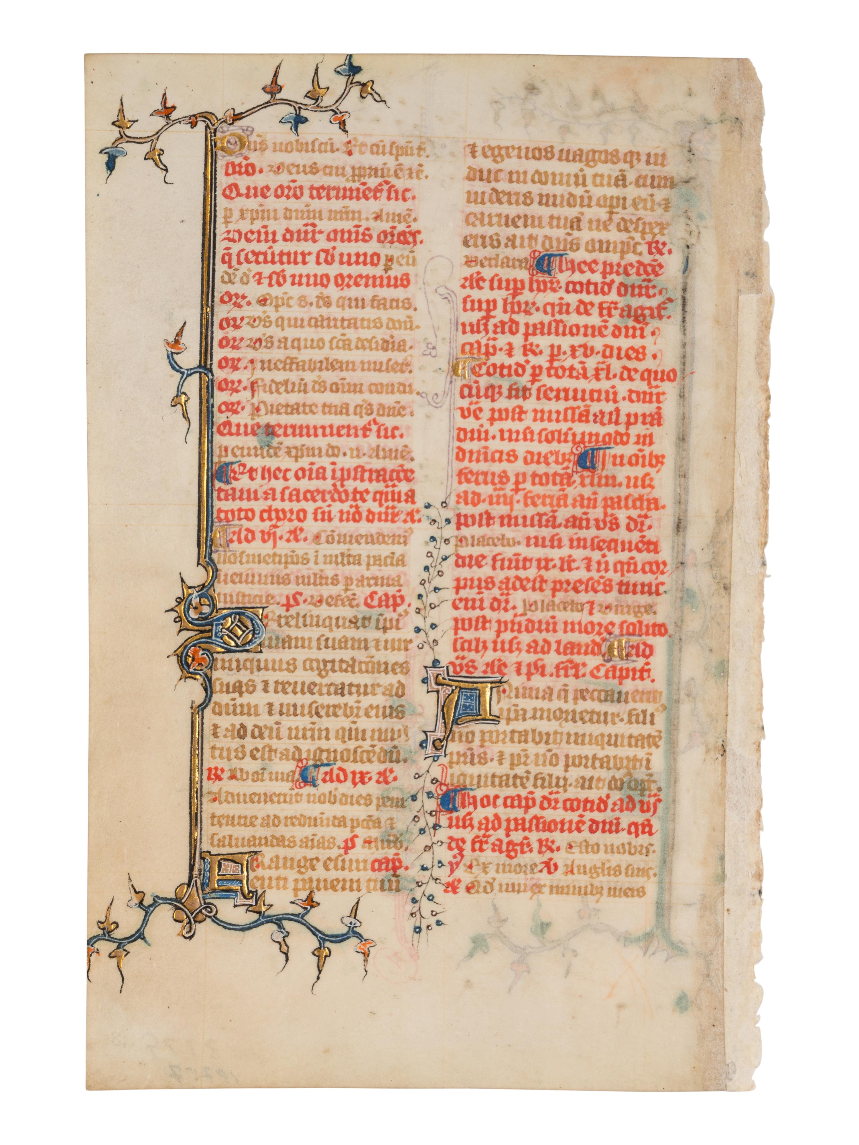 ENGLISH ILLUMINATOR A leaf from an English Breviary, in Latin, illuminated manuscript on parchment [England, c. 1340-1360]