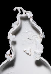 A Chinese White Glazed Porcelain Gourd-Form Brush Washer