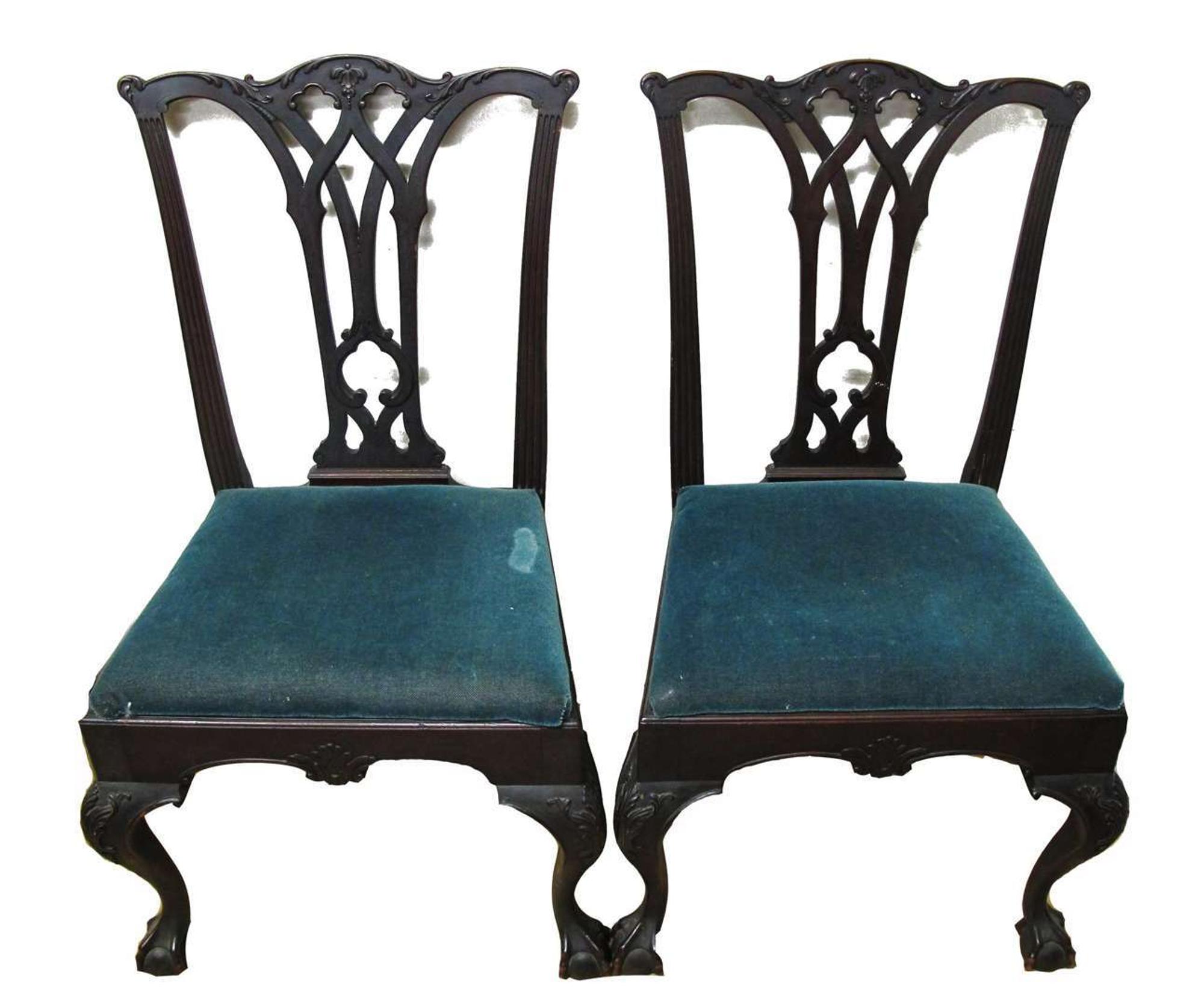 Pair of Chippendale-style mahogany side chairs late 19th century