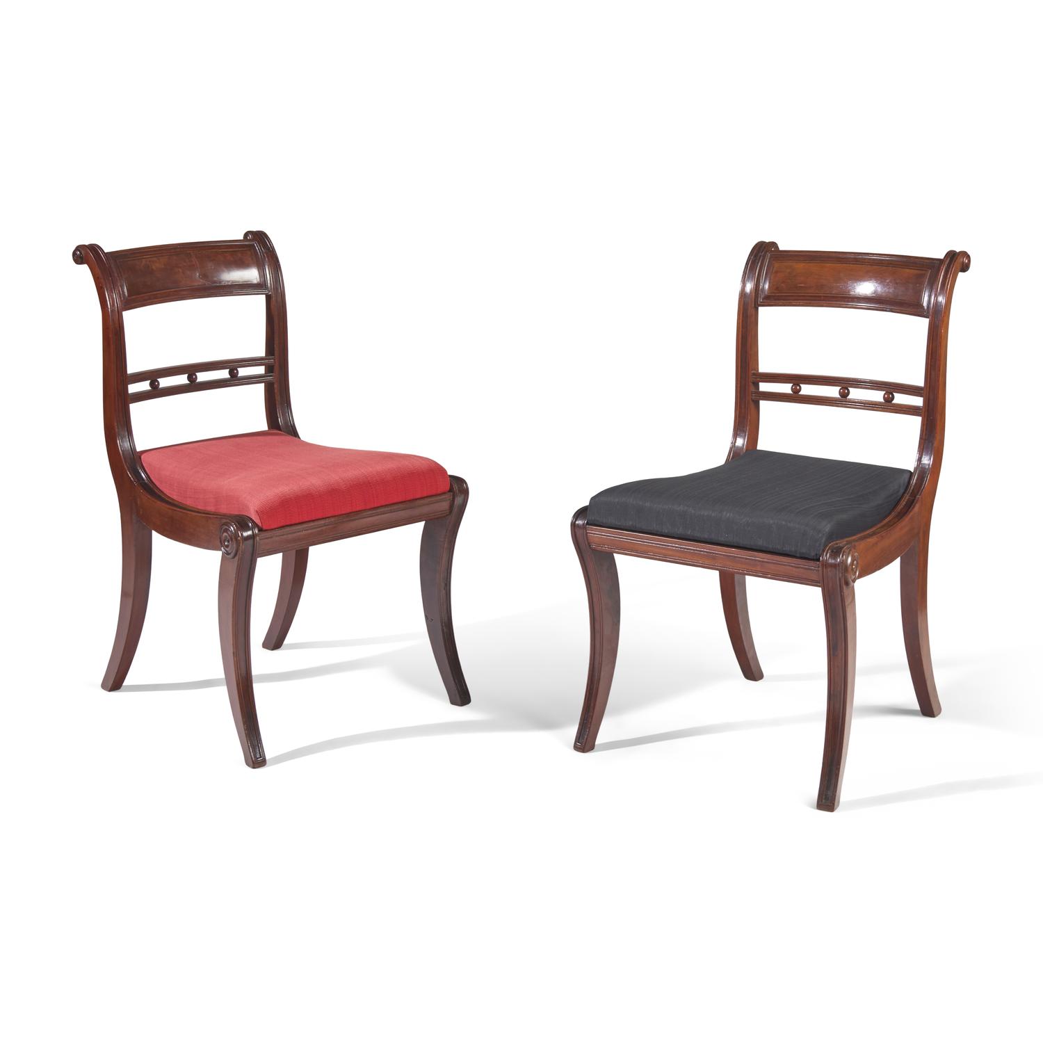 A Pair of Classical Mahogany Klismos Side Chairs