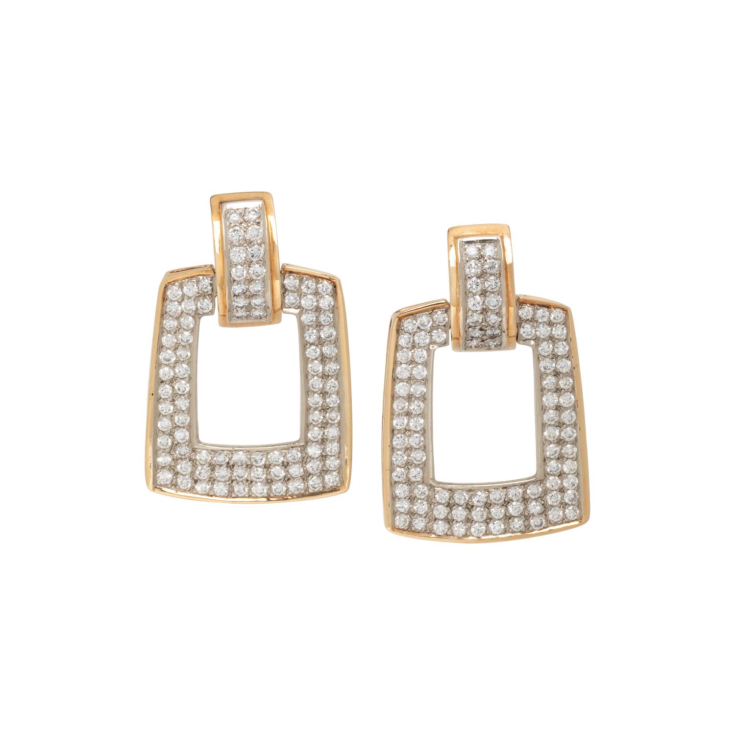 BICOLOR GOLD AND DIAMOND EARCLIPS