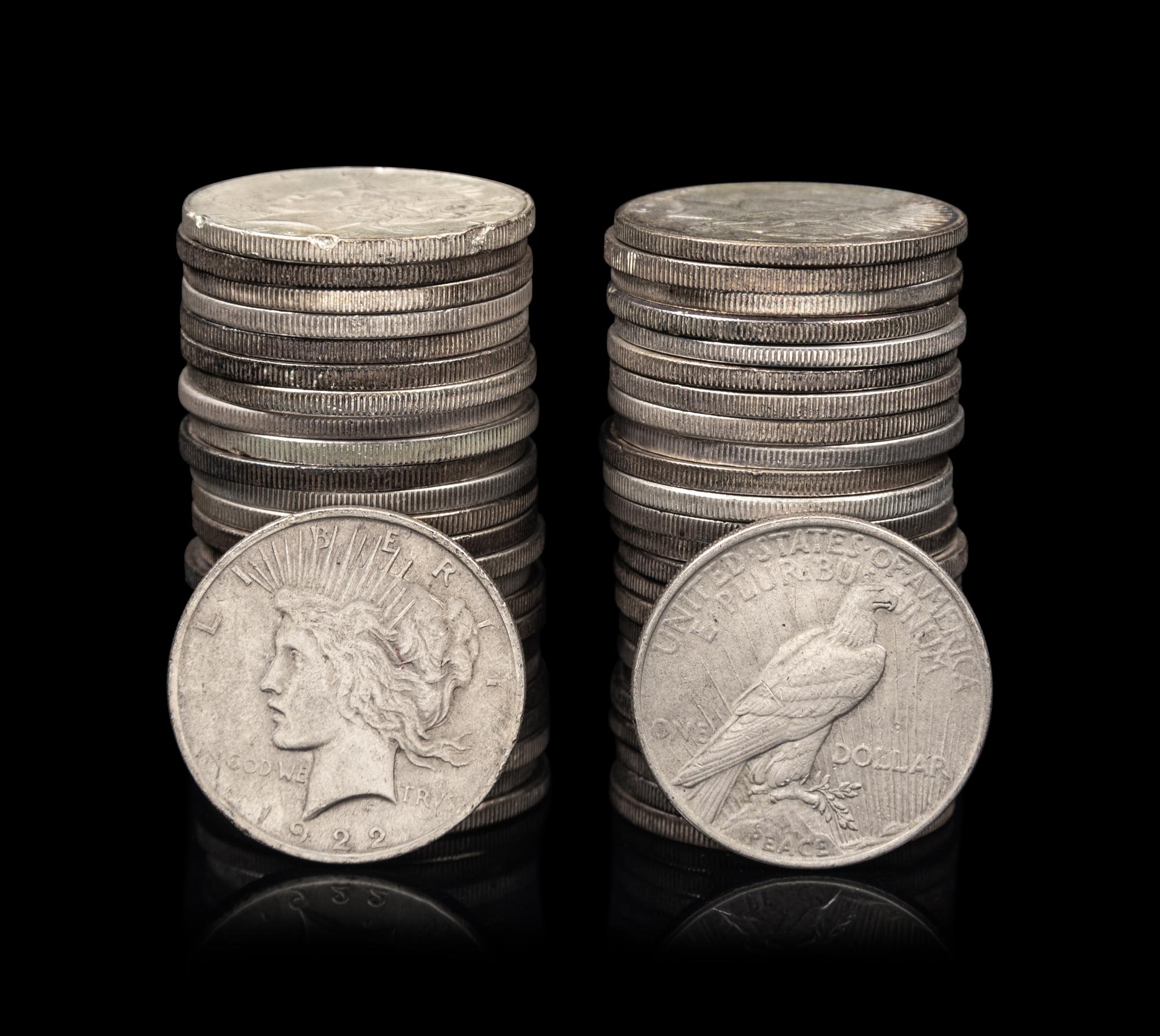 Fifty 1922 Peace $1 Coins