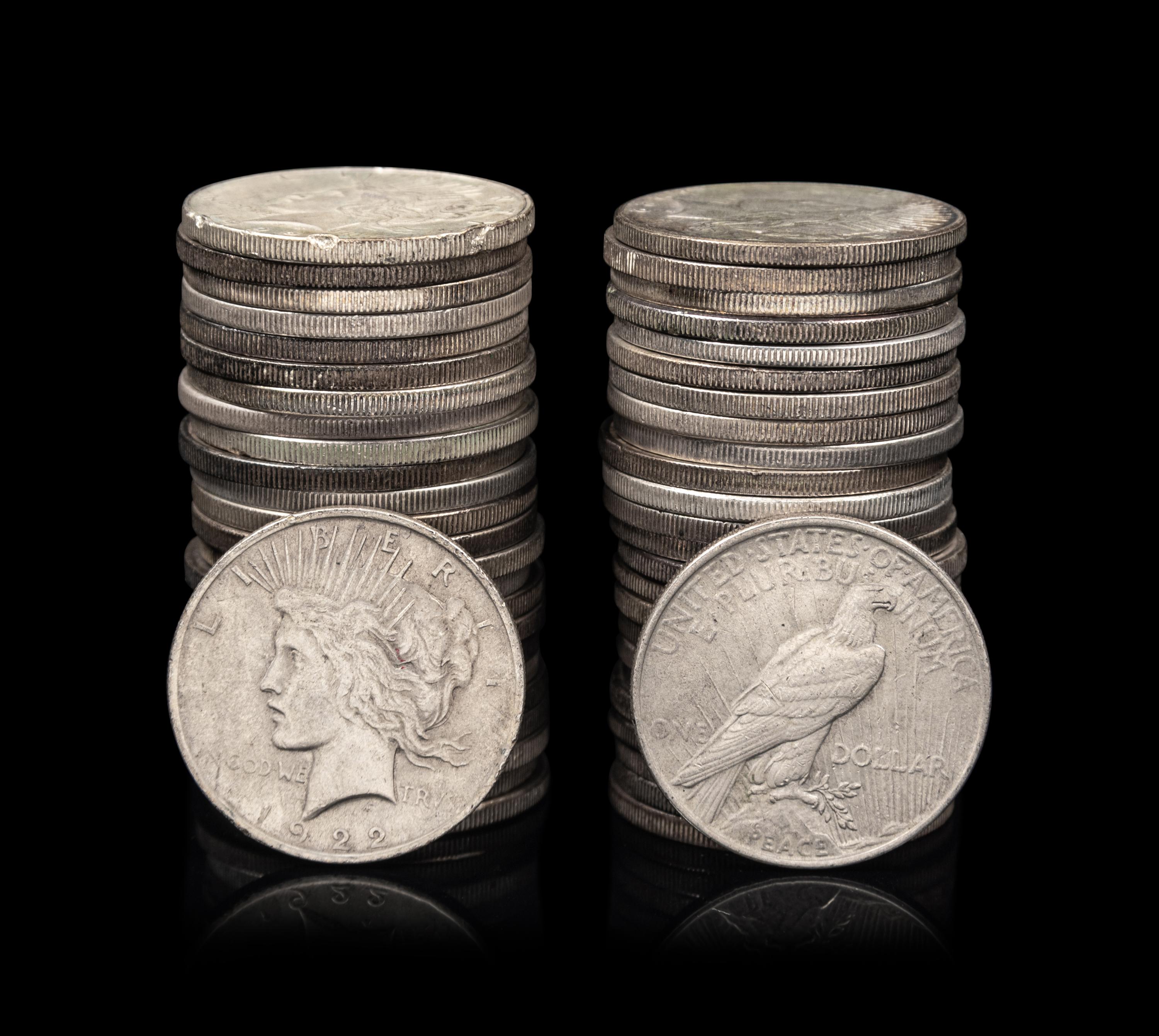 Fifty 1922 Peace $1 Coins