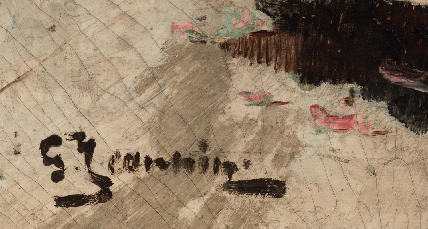 Artist Unknown Still Life oil on canvas signed illegibly (lower left) 19 3/4 x 22 3/4 inches.