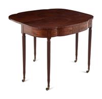 A Federal Figured Mahogany Lobed Top Five-Legged Game Table