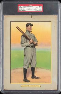 A 1911 T3 Turkey Red Cabinets Nap Lajoie Baseball Card (PSA 4MK VG-EX) Checklist Back