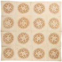 A Pieced Sunburst Quilt and a White Matelasse Coverlet