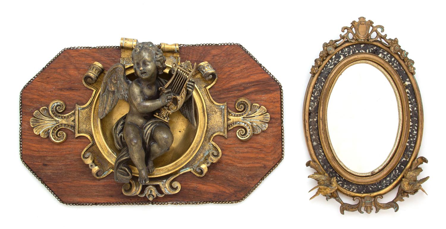 Two French Gilt Bronze Articles Height of mirror 8 1/2 inches. — 19TH CENTURY