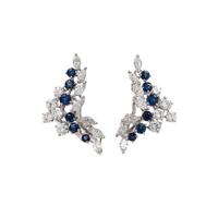 DIAMOND AND SAPPHIRE EARCLIPS WITH YELLOW GOLD JACKETS