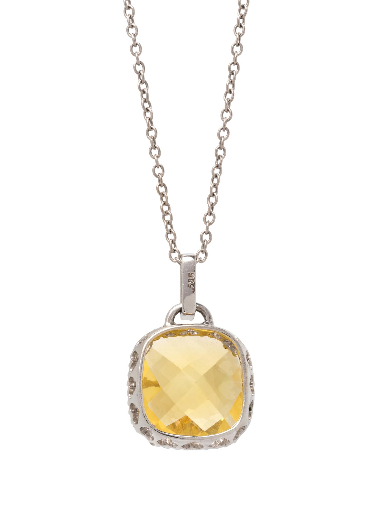 HELIODOR AND DIAMOND PENDANT