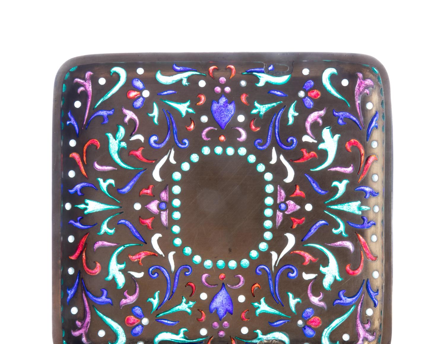 A Russian Silver and Plique-à-Jour Enameled Cigarette Case