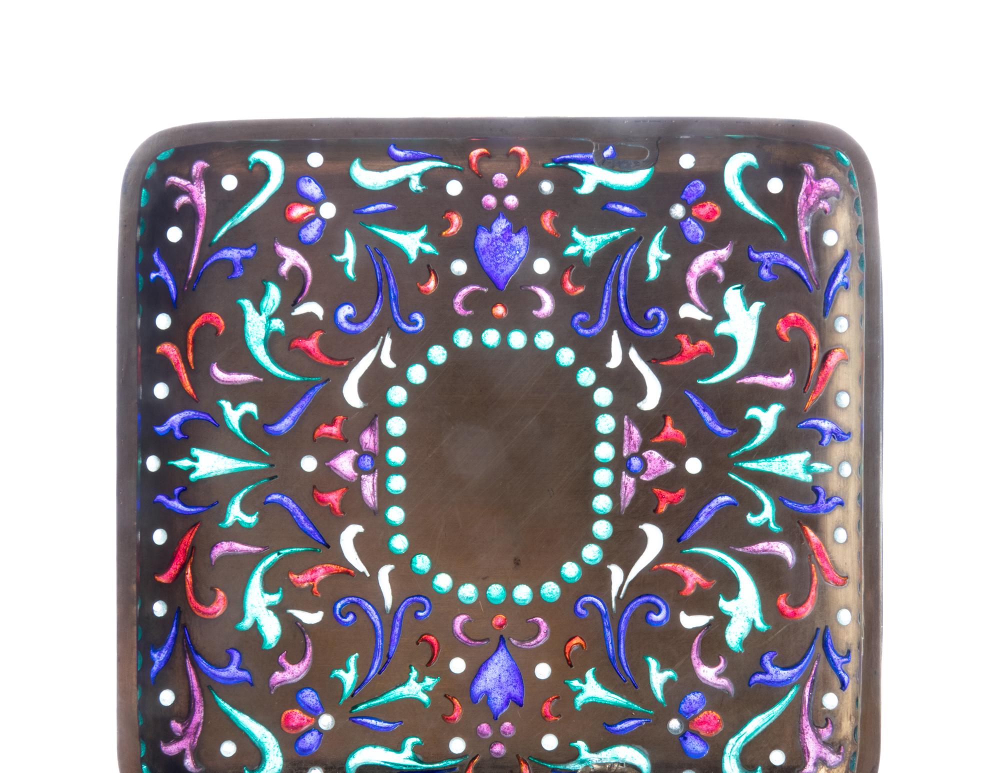 A Russian Silver and Plique-à-Jour Enameled Cigarette Case