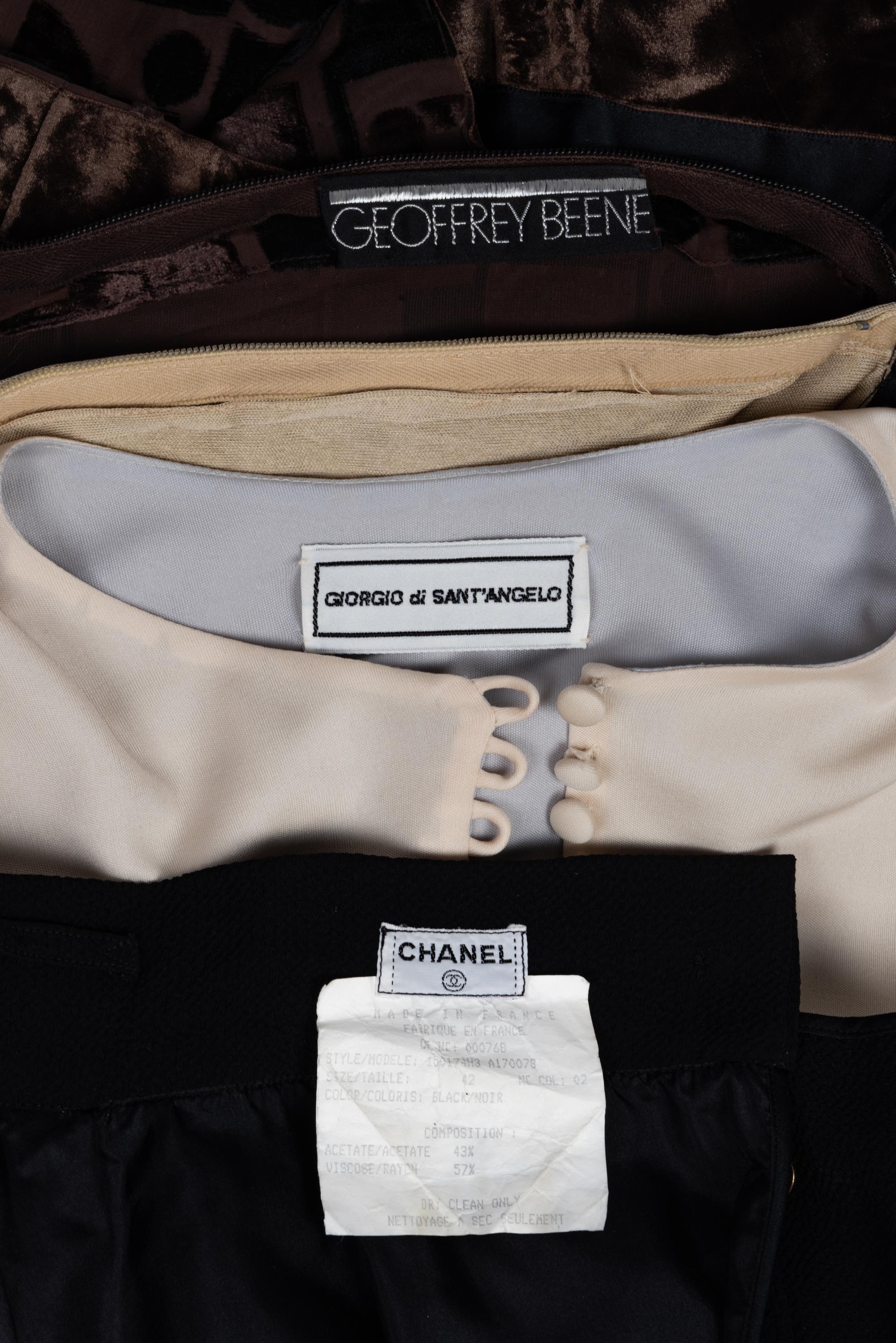 Two Dresses and One Skirt: One Geoffrey Beene, One Giorgio Sant'Angelo, One Chanel Skirt, 1960-80s