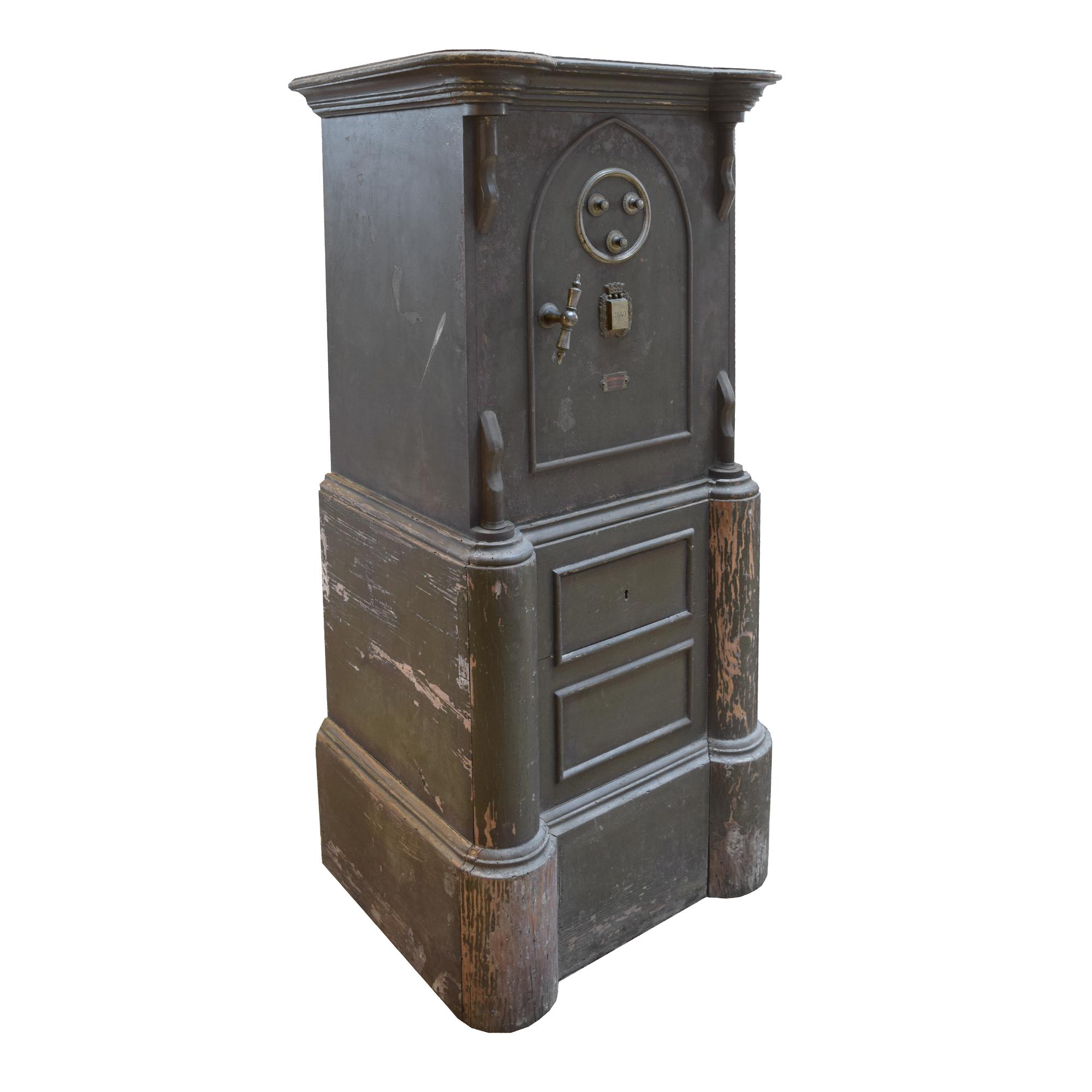 An Iron, Brass, and Wood Safe 24" W x 19" D x 53.5" H — Spain, Circa 1900