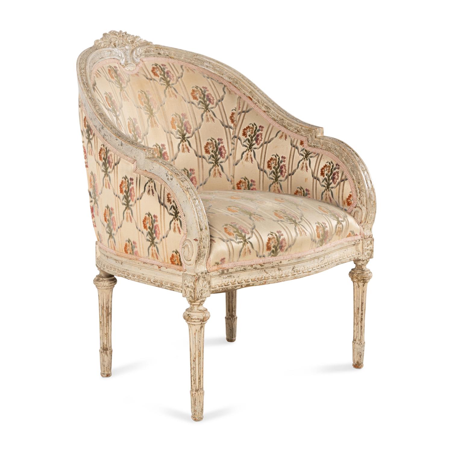 A Louis XVI Style Painted Bergere