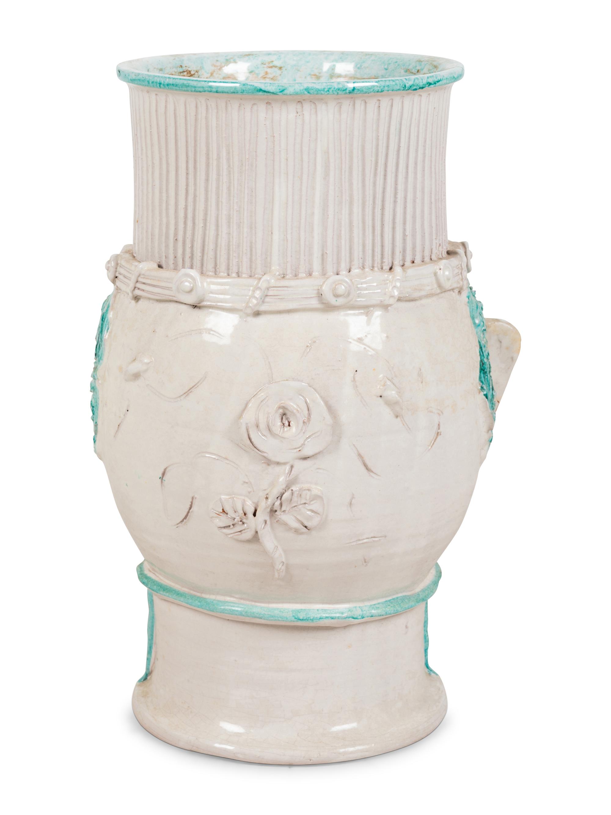 A Glazed Ceramic Figural Floor Vase
