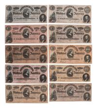 [CONFEDERATE - CURRENCY]. A large group of Confederate notes.