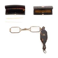 Two English Tortoise Shell Veneer and Rose Gold Inset Étuis