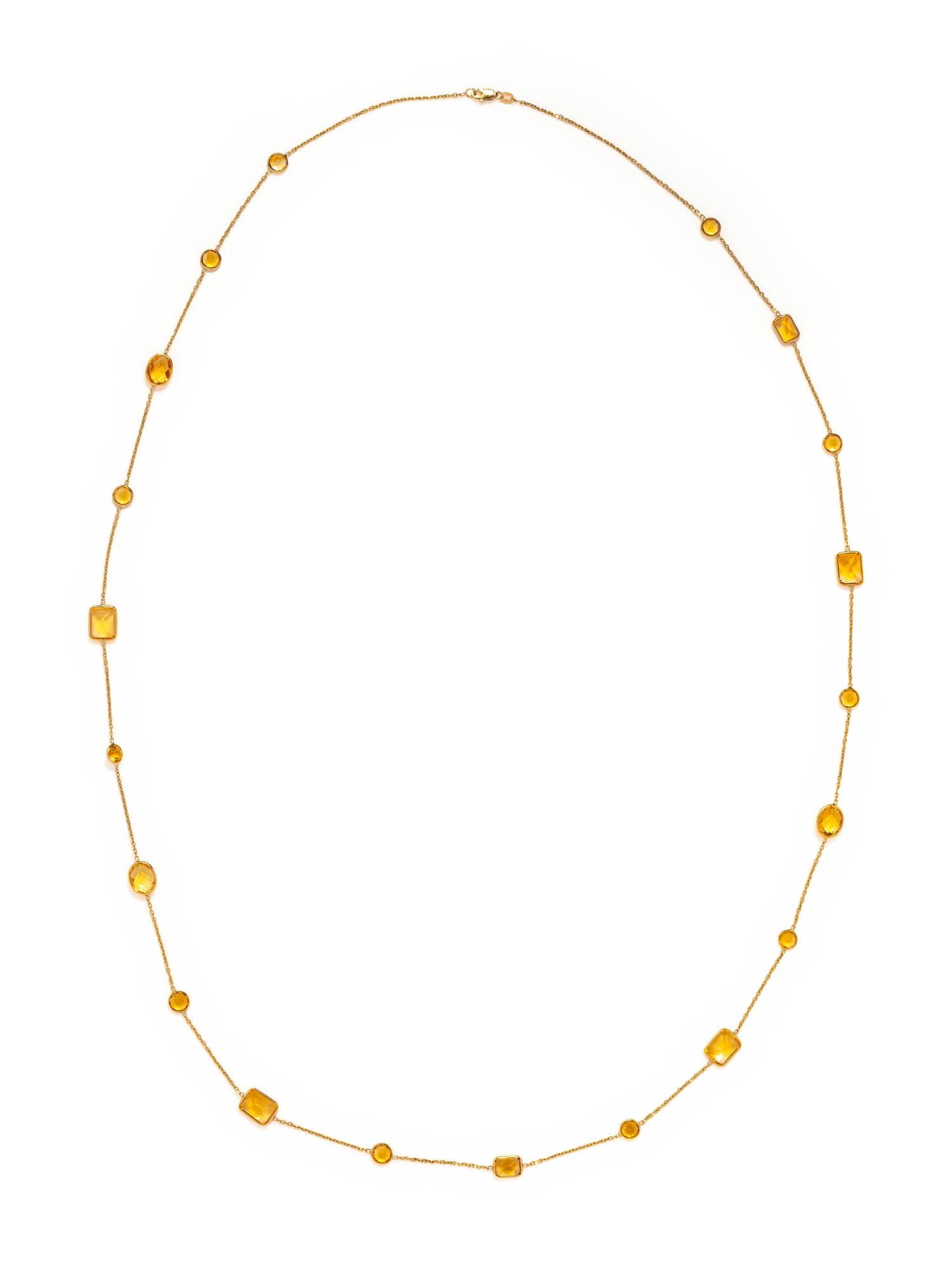 YELLOW GOLD AND CITRINE LONGCHAIN NECKLACE