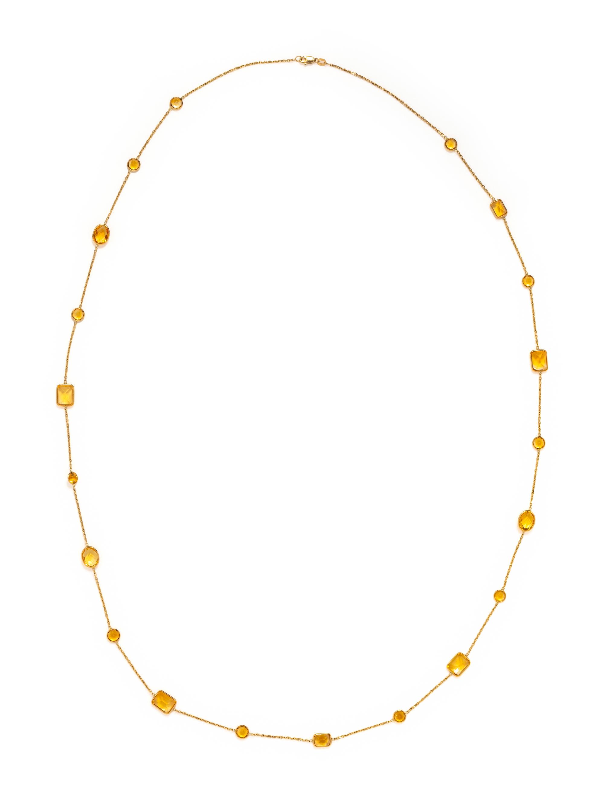 YELLOW GOLD AND CITRINE LONGCHAIN NECKLACE