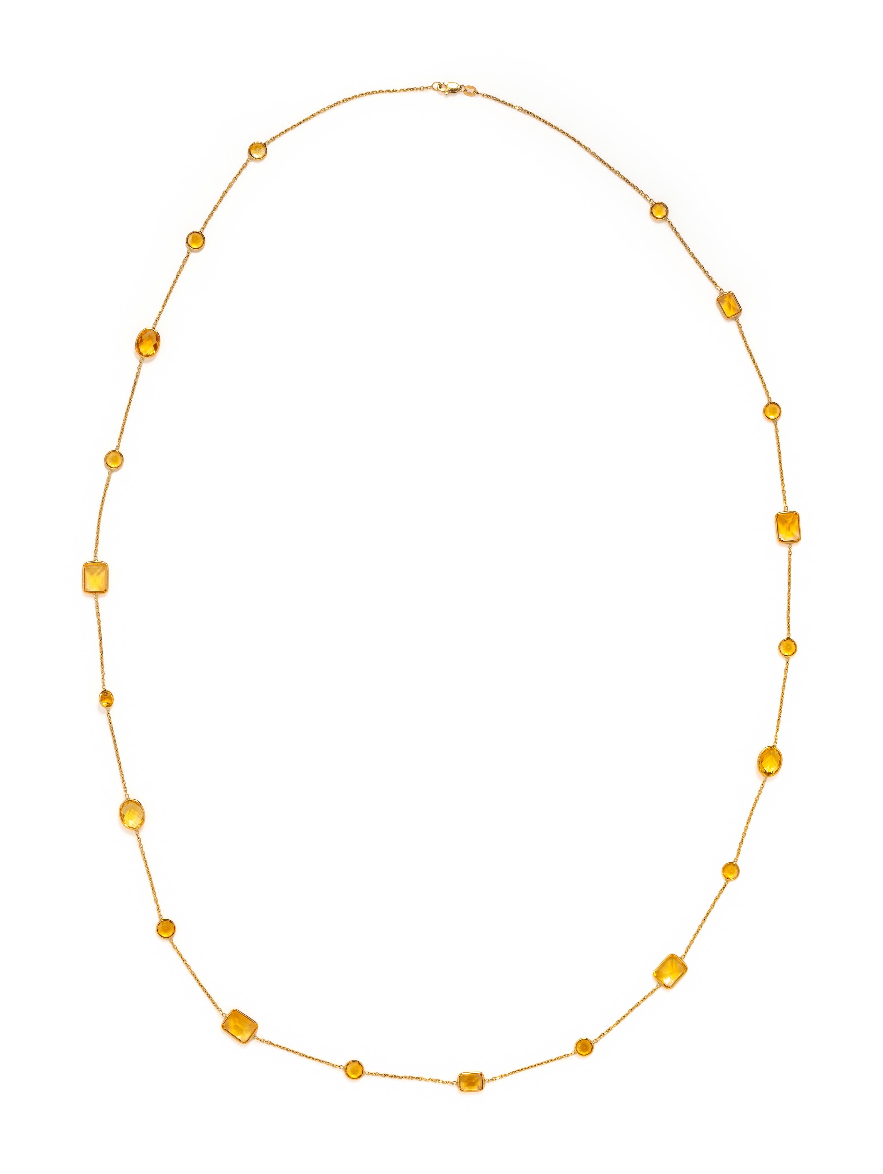 YELLOW GOLD AND CITRINE LONGCHAIN NECKLACE