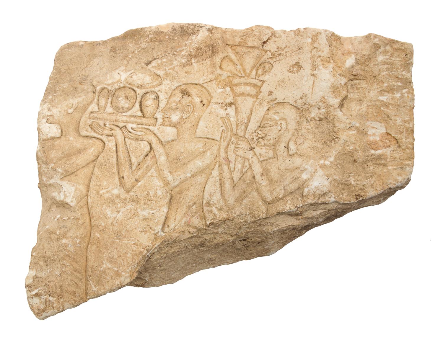 An Egyptian Funerary Tablet Replica Height 11 x width 13 1/2 x depth 3 3/4 inches.