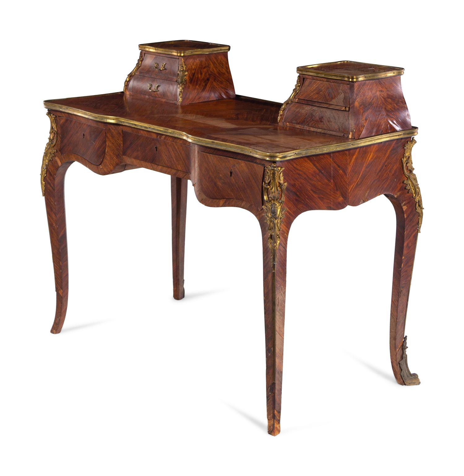 A Louis XV Style Gilt Bronze Mounted Kingwood Bureau à Gradin