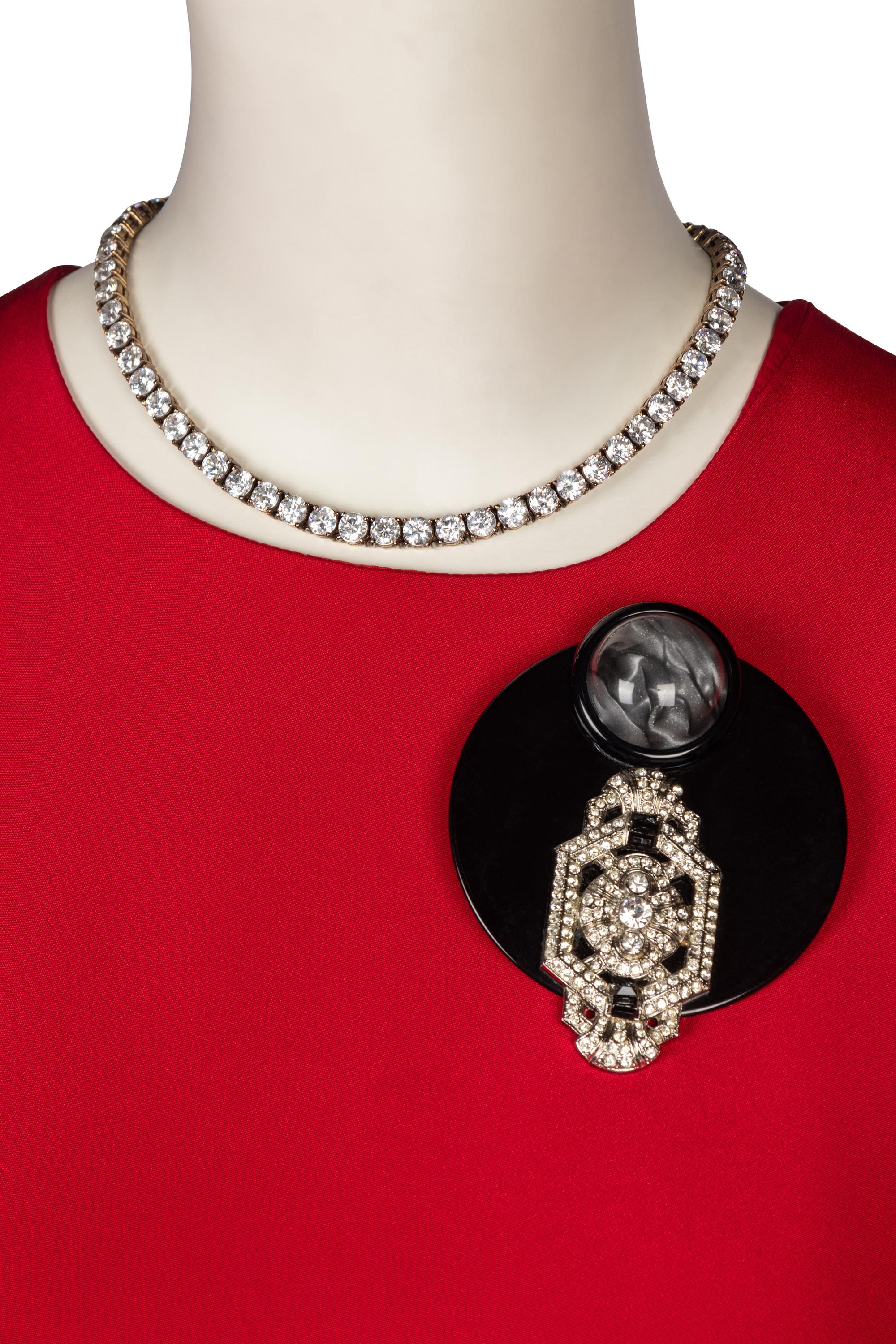 Two Gowns by Richilene and Carolina Herrera Accompanied by a Collection of Costume Jewelry