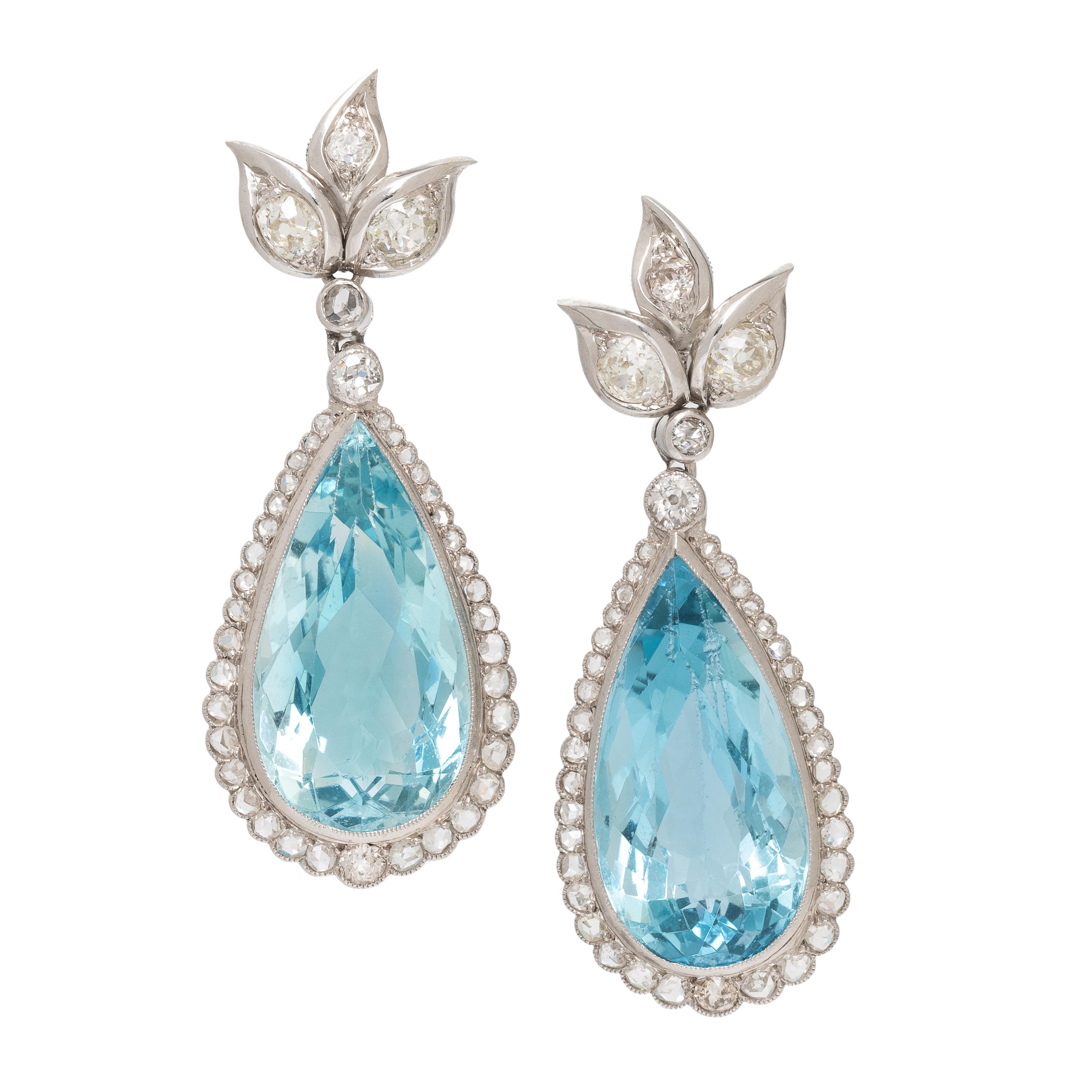 Aquamarine and Diamond Earrings