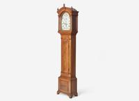 A Chippendale Shell-Carved Cherrywood Block-Front Tall Case Clock