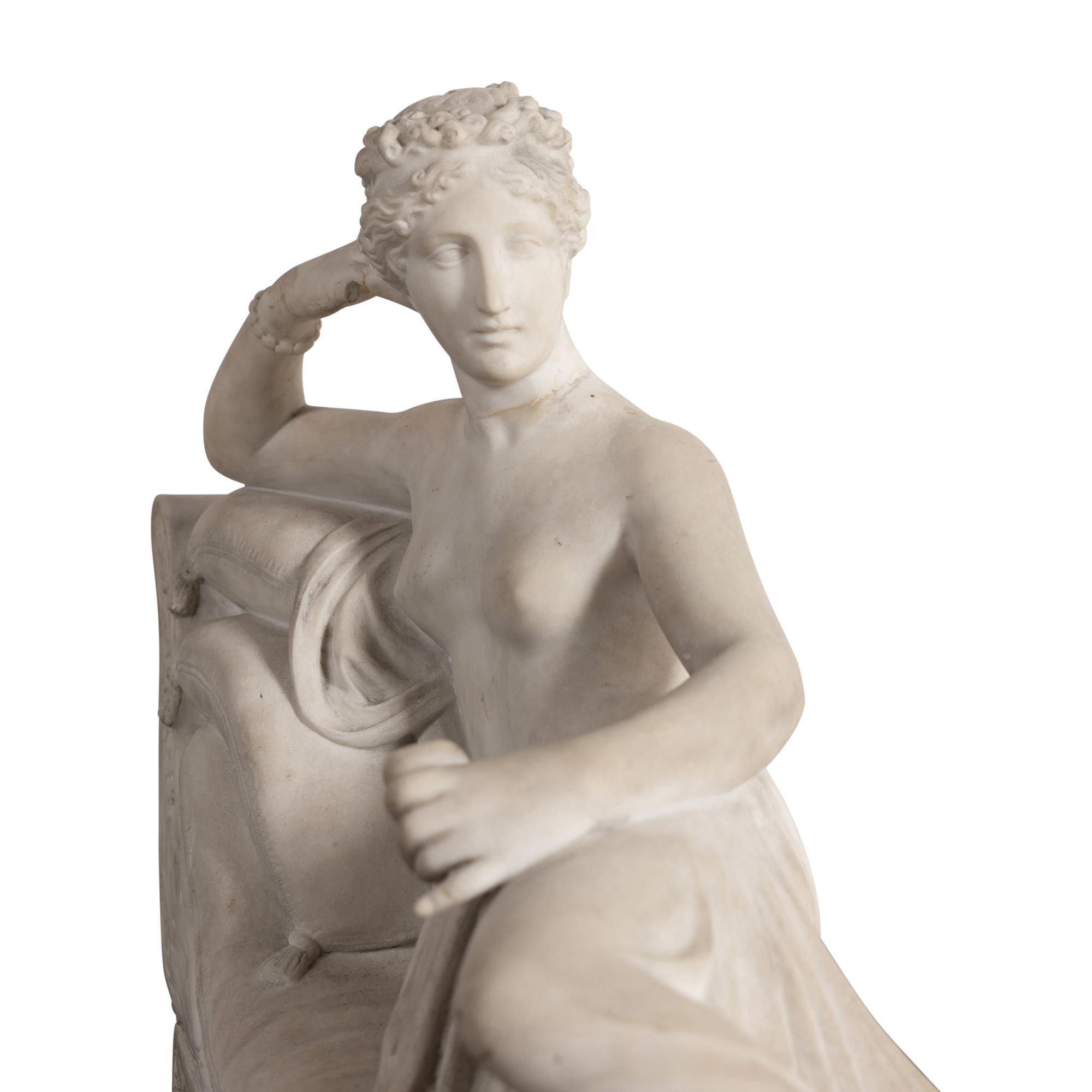 A French Carved Marble Figure of Pauline Bonaparte as Venus Victrix