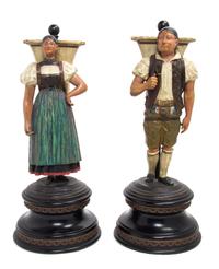 A Pair of Continental Painted Tole Figures Height 18 1/2 inches. — 20TH CENTURY
