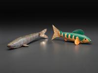 Three Paint Decorated Fish Decoys and Trophies