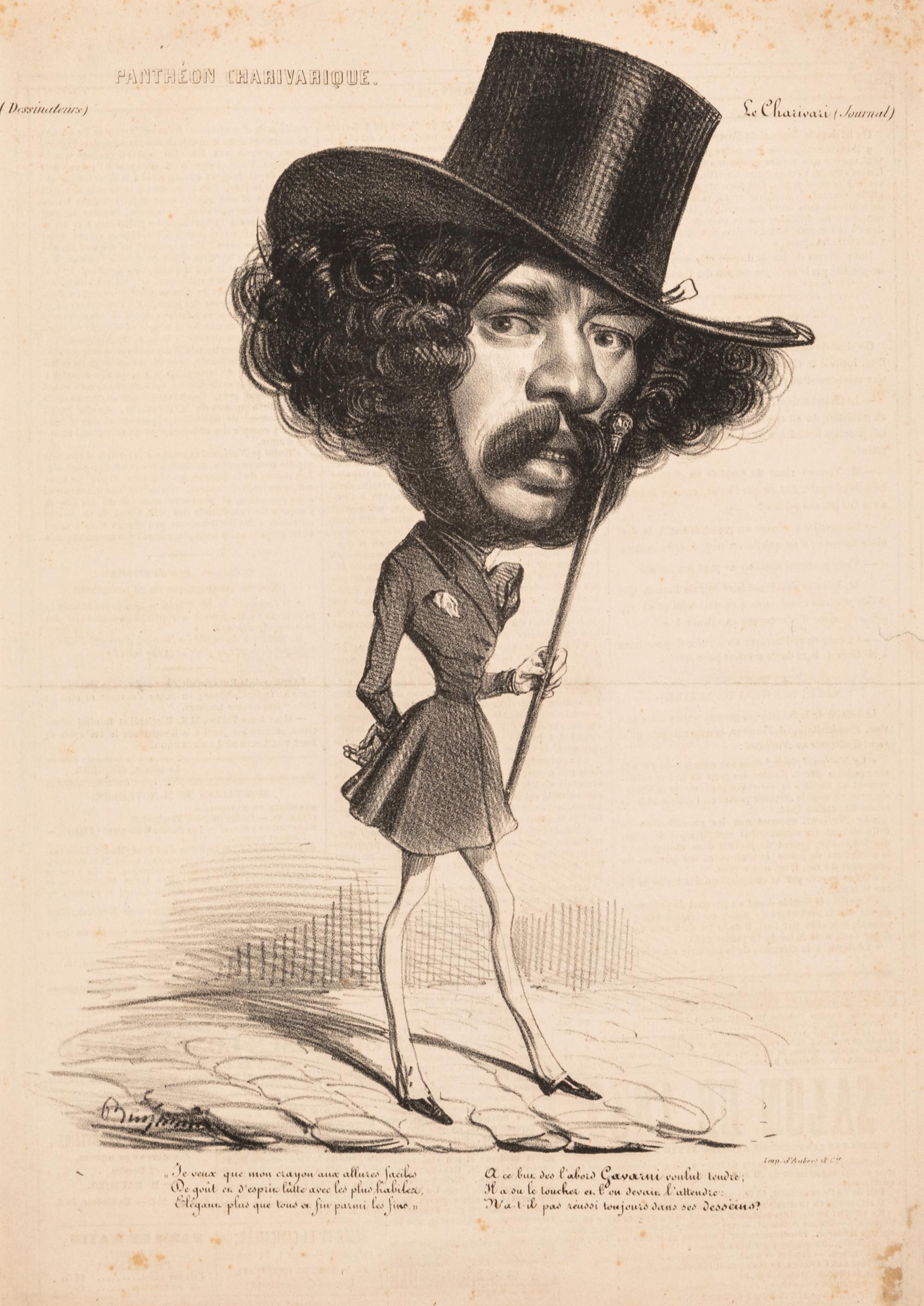 Benjamin Roubaud, (French, 1811-1847), A group of five works: Gavarni, Alphonse Kari, Bérat, Théophile Gautier, and Nodier