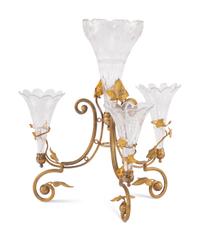 A Gilt Metal and Cut Glass Epergne