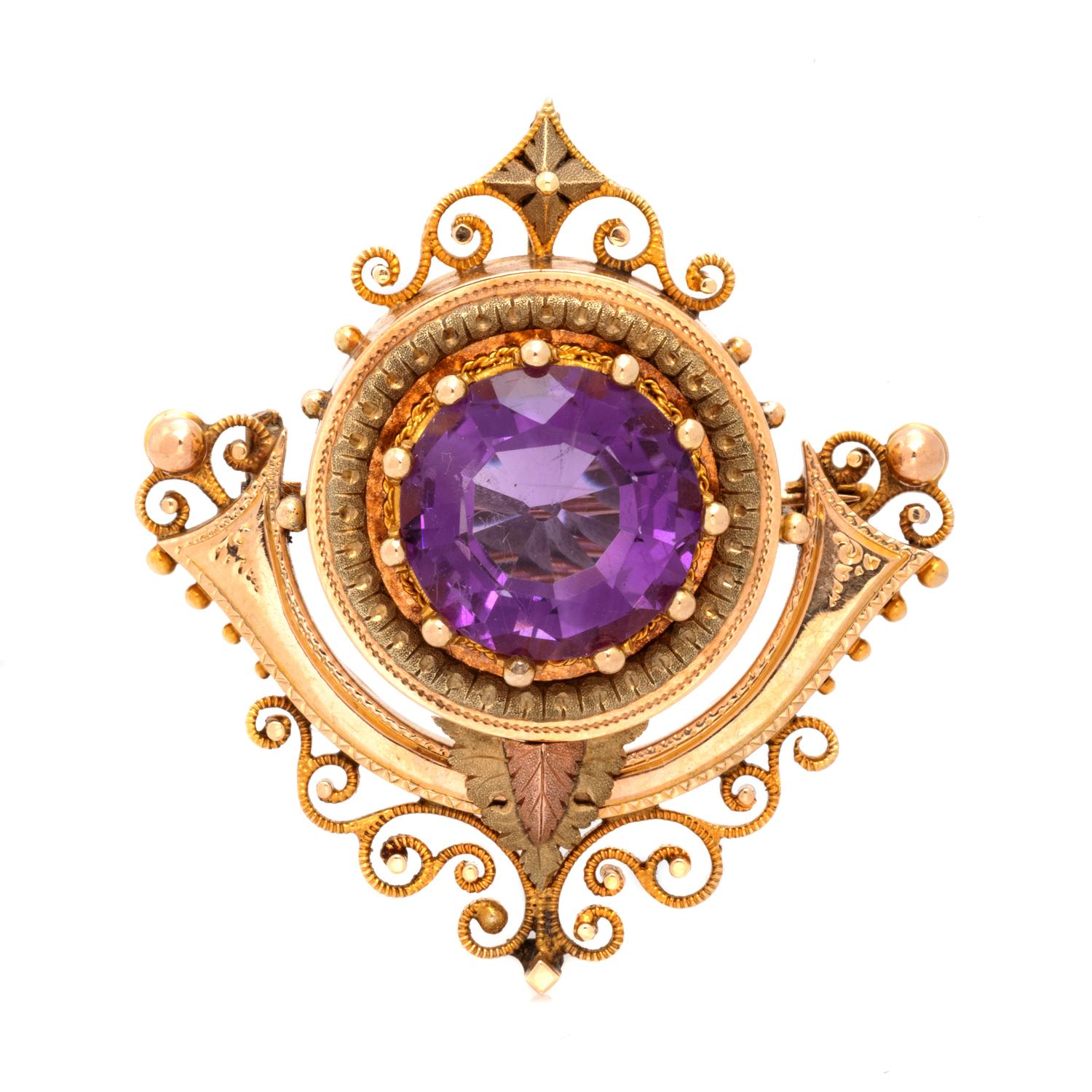 VICTORIAN, AMETHYST PENDANT/BROOCH