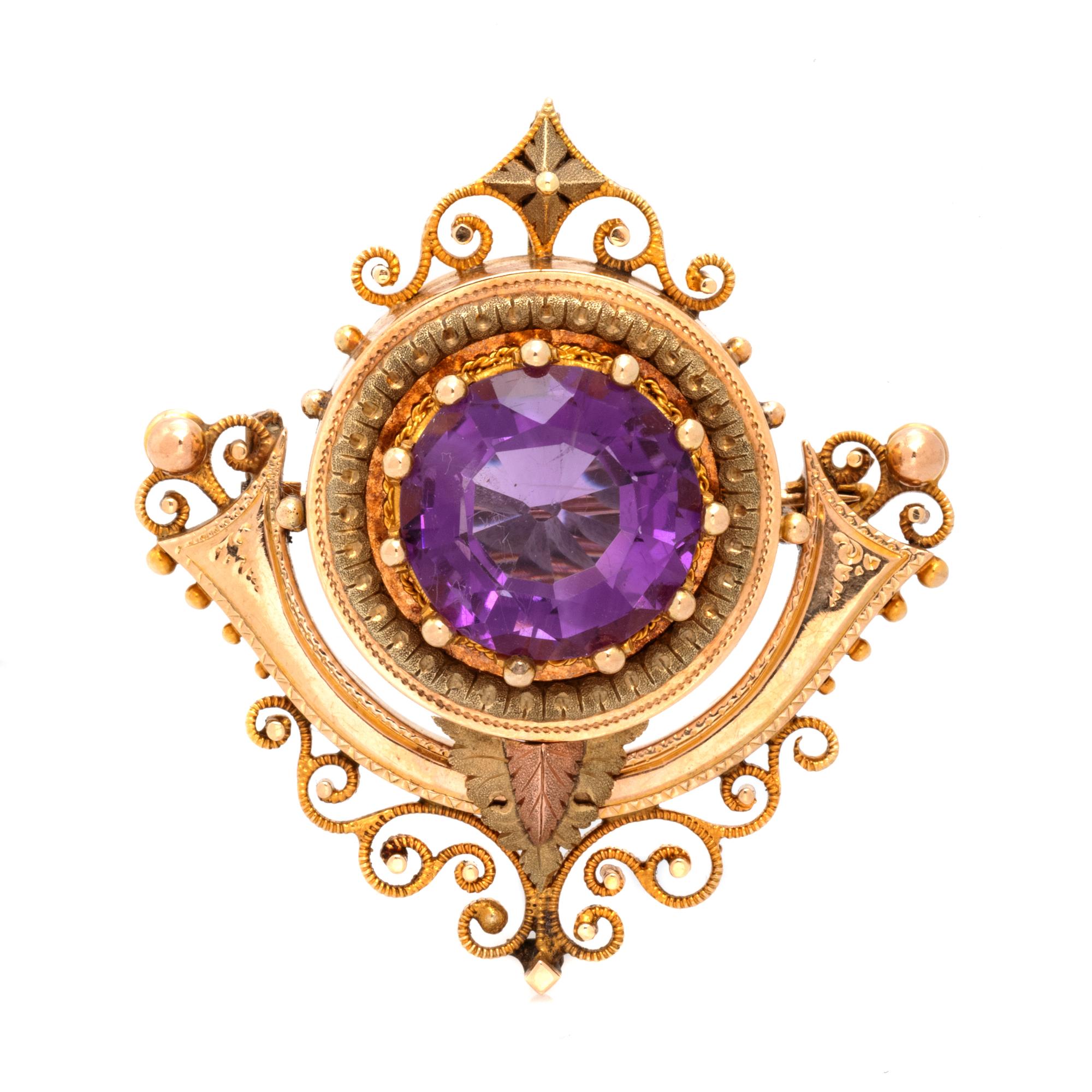 VICTORIAN, AMETHYST PENDANT/BROOCH