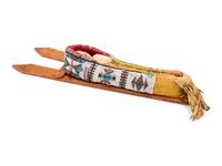 Kiowa Loom-Beaded Hide Toy Cradle, with Doll