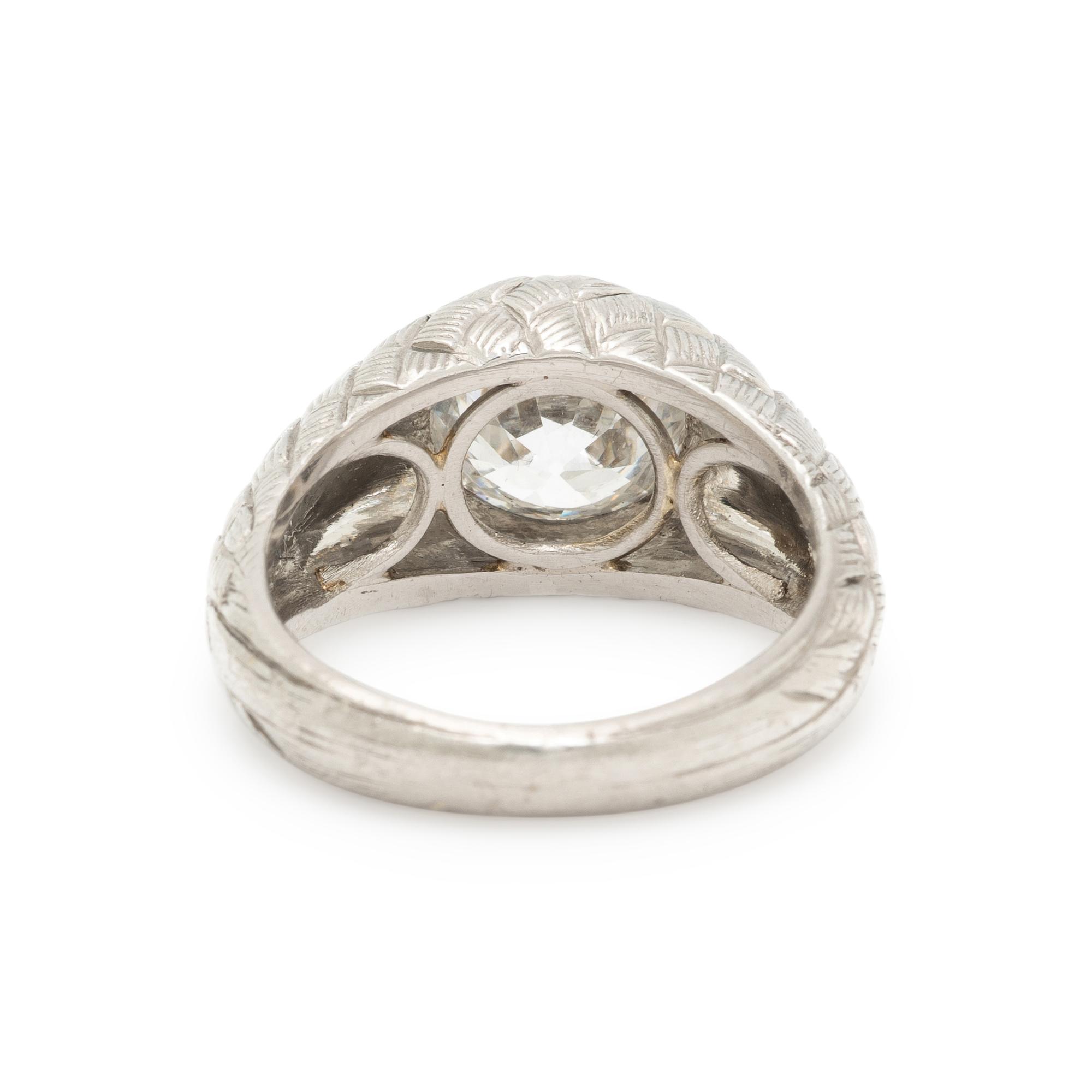 TRANSITIONAL CUT DIAMOND AND PLATINUM RING