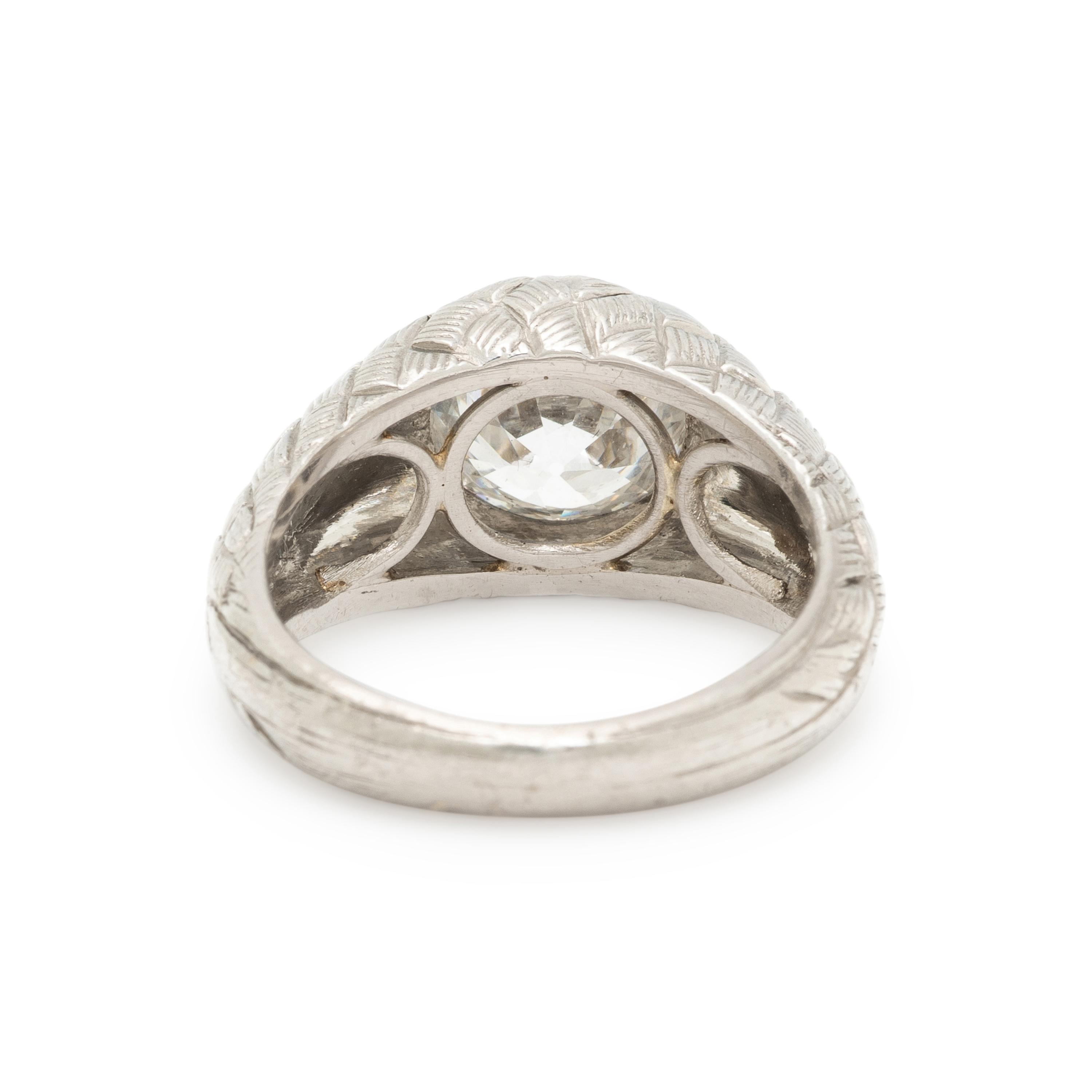 TRANSITIONAL CUT DIAMOND AND PLATINUM RING