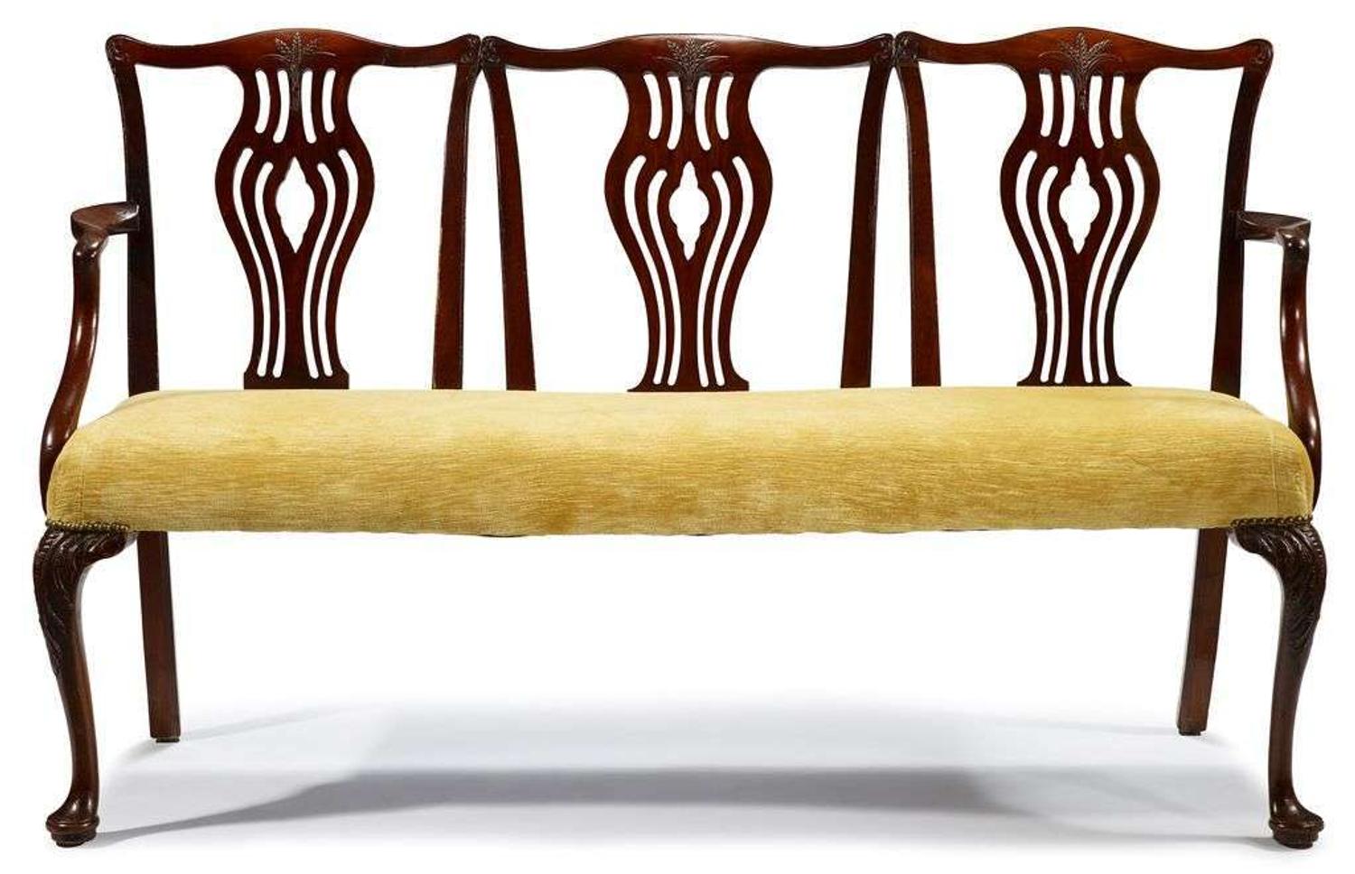 George III-style mahogany triple chair-back settee
