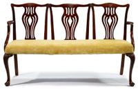 George III-style mahogany triple chair-back settee