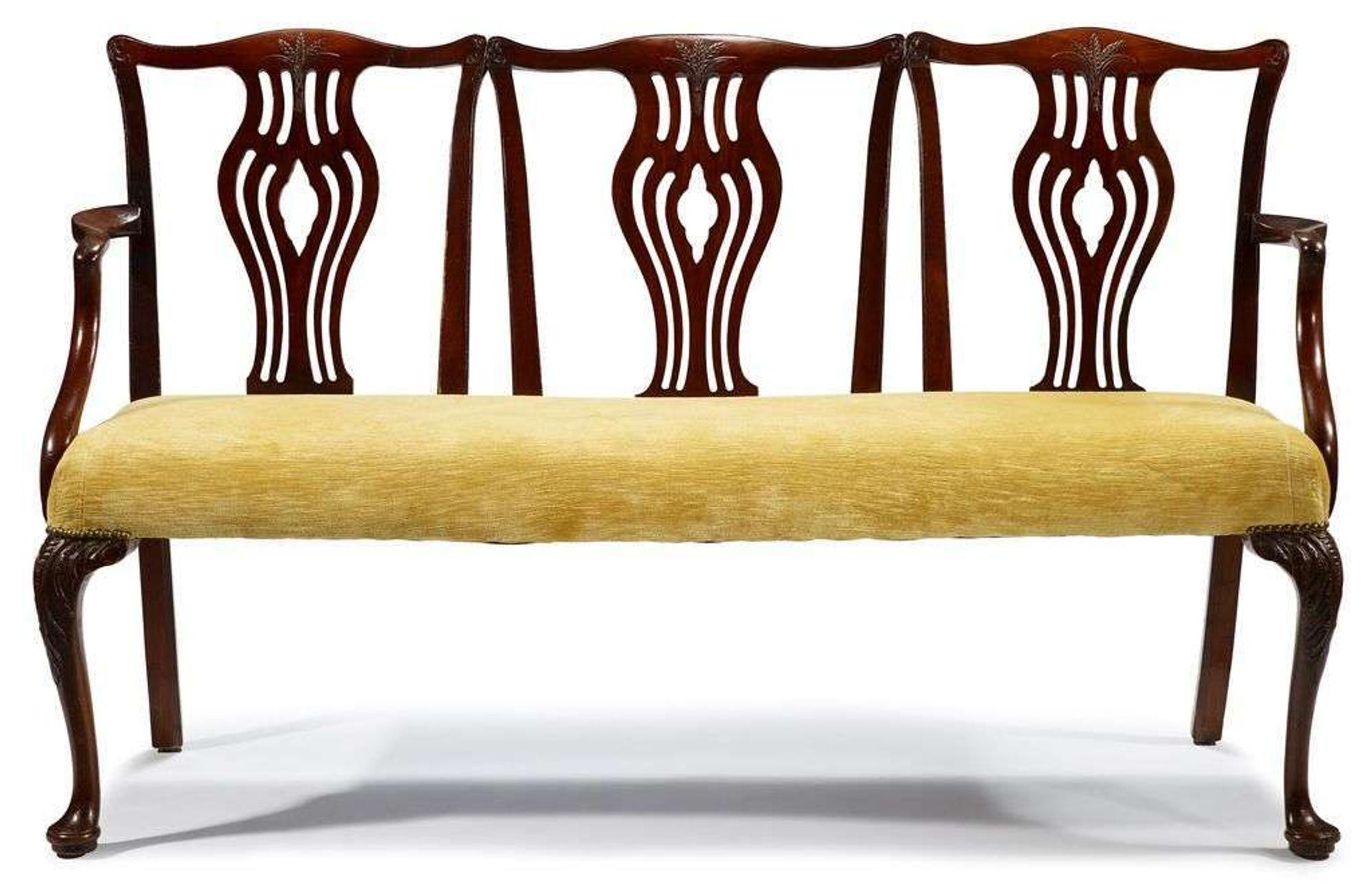 George III-style mahogany triple chair-back settee